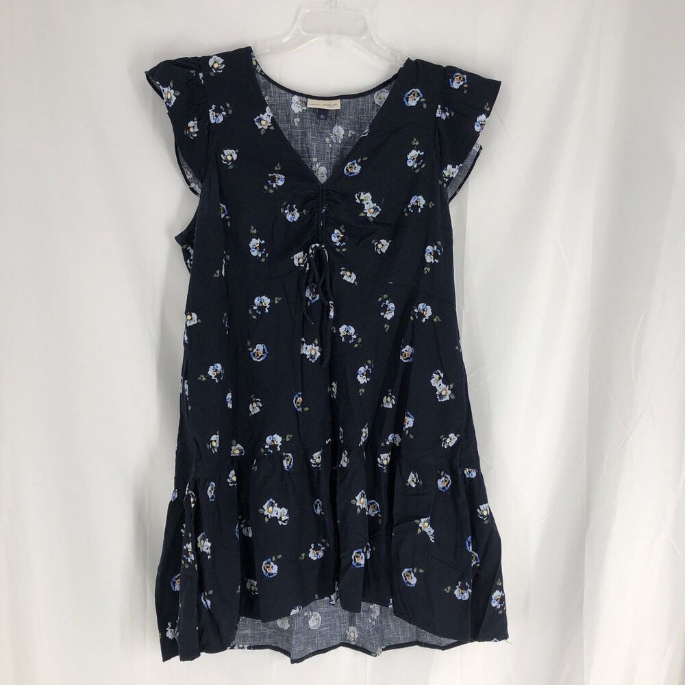 Universal Thread Mini Dress Babydoll XL Floral Flutter Sleeve Blue